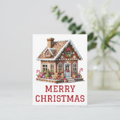 Kerstkaart met Gemberkoekhuis (Staand voorkant)