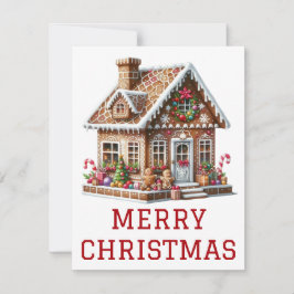 Kerstkaart met Gemberkoekhuis