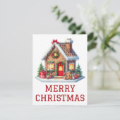 Kerstkaart met Gemberkoekhuis (Staand voorkant)