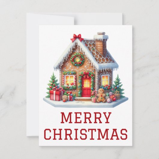 Kerstkaart met Gemberkoekhuis (Voorkant)