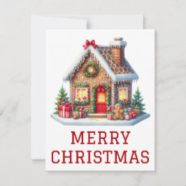 Kerstkaart met Gemberkoekhuis