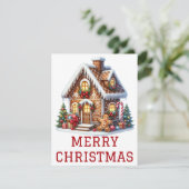 Kerstkaart met Gemberkoekhuis (Staand voorkant)