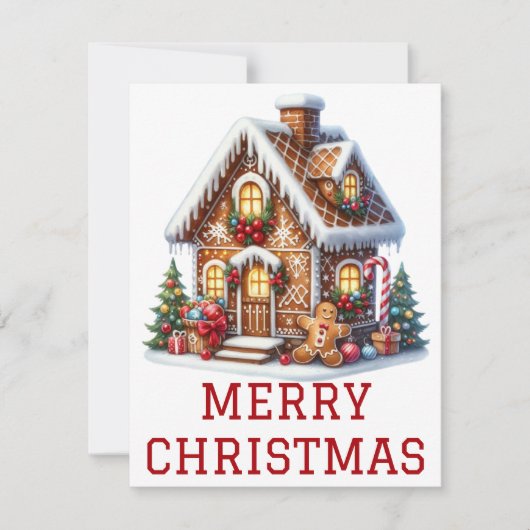 Kerstkaart met Gemberkoekhuis (Voorkant)