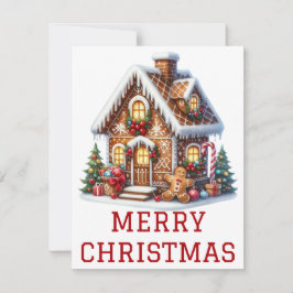 Kerstkaart met Gemberkoekhuis