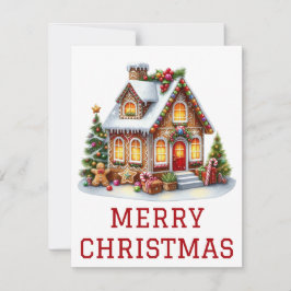 Kerstkaart met Gemberkoekhuis