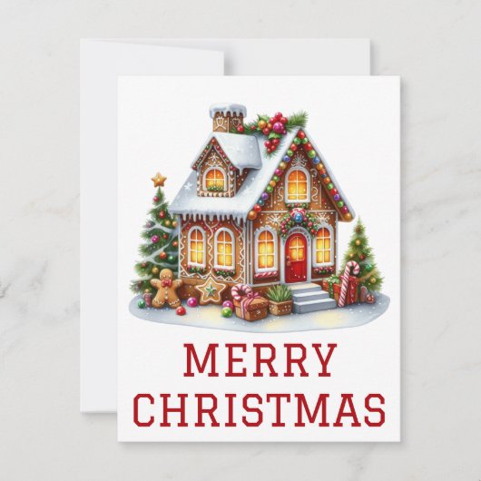 Kerstkaart met Gemberkoekhuis (Voorkant)