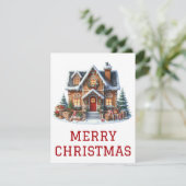 Kerstkaart met Gemberkoekhuisje (Staand voorkant)
