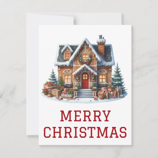 Kerstkaart met Gemberkoekhuisje (Voorkant)