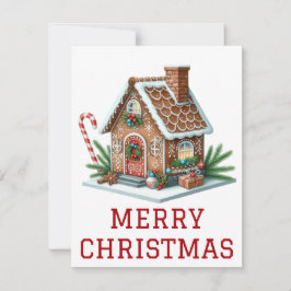 Kerstkaart met Gemberkoekhuisje