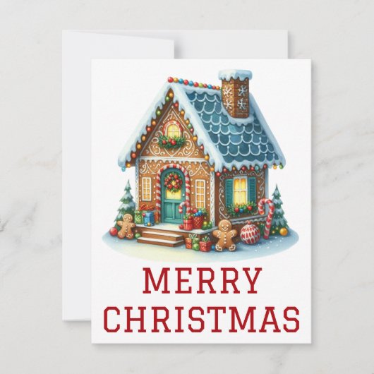 Kerstkaart met Gemberkoekhuisje (Voorkant)