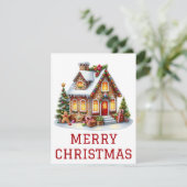 Kerstkaart met Gemberkoekhuisje (Staand voorkant)