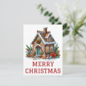Kerstkaart met Gemberkoekhuisje (Staand voorkant)