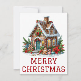 Kerstkaart met Gemberkoekhuisje