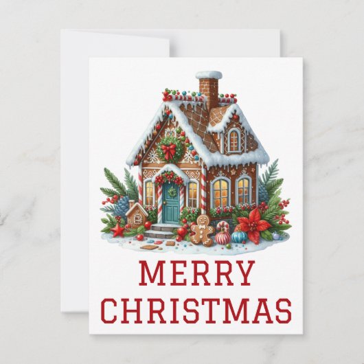 Kerstkaart met Gemberkoekhuisje (Voorkant)