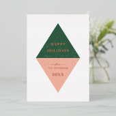 Kerstkaart met geometrisch ontwerp en folie - Groe Uitnodiging (Staand Voorkant)