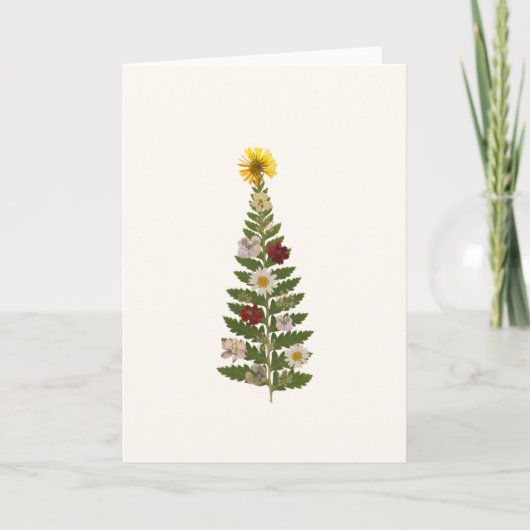 Kerstkaart met geperste bloemenboom kaart (Voorkant)