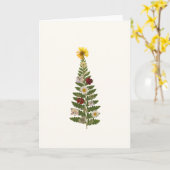 Kerstkaart met geperste bloemenboom kaart (Gele Bloem)