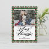 Kerstkaart met geruite foto (Staand voorkant)