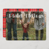 Kerstkaart met geruite kerstgroet en geruite achte (Voorkant / Achterkant)