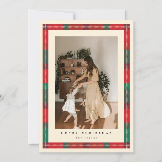 Kerstkaart met geruite lijst (Voorkant)