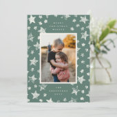 Kerstkaart met gestempeld sterrenpatroon (Staand voorkant)