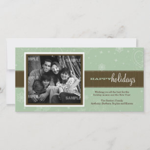 Kerstkaart met gestreepte lint