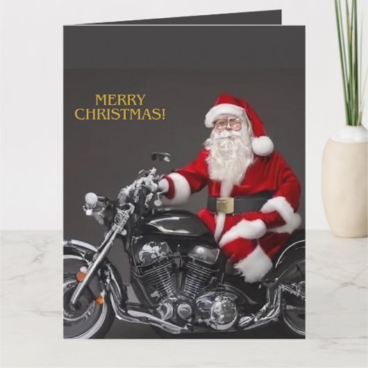 Kerstkaart met gevouwen Biker Sinterklaas Kaart (Voorkant)