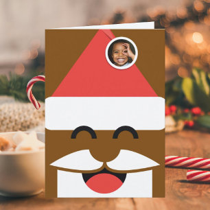 Kerstkaart met gevouwen foto van het gezicht van d kaart
