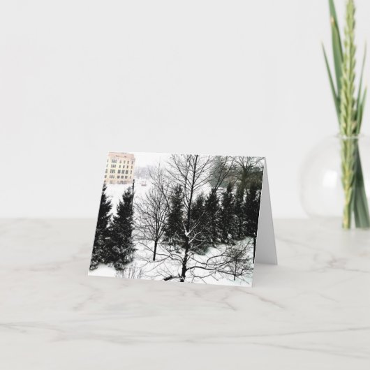 Kerstkaart met gevouwen winters landschap feestdagen kaart (Voorkant)