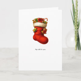 Kerstkaart met gevulde kous kaart