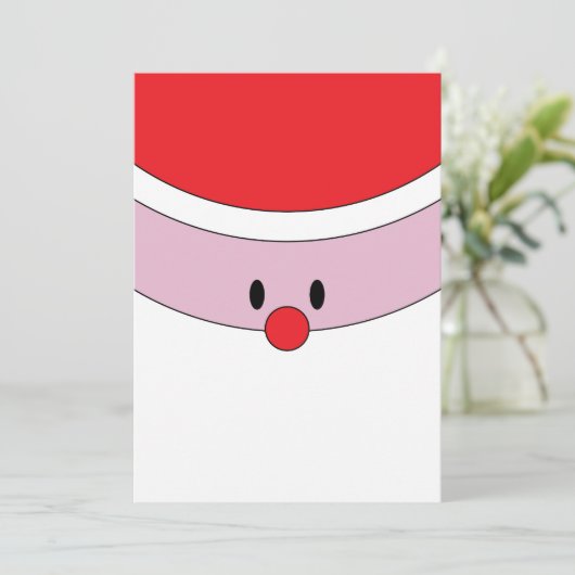 Kerstkaart met gezicht van de Kerstman (Staand voorkant)