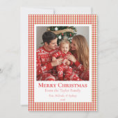 Kerstkaart met Gingham en Persoonlijke Foto (Voorkant)