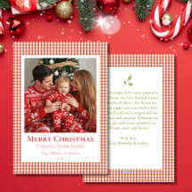 Kerstkaart met Gingham en Persoonlijke Foto