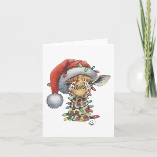 Kerstkaart met Giraffe Kaart (Voorkant)