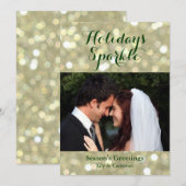 Kerstkaart met glinsterende foto in goud (Voorkant / Achterkant)