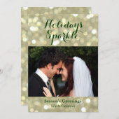 Kerstkaart met glitters en foto in goud (Voorkant / Achterkant)