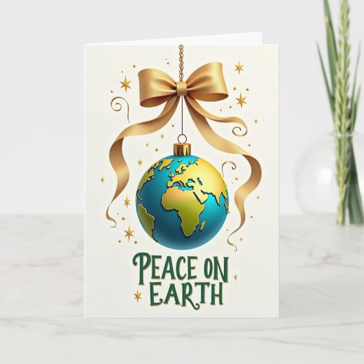 Kerstkaart met globeornament kaart (Voorkant)