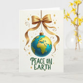 Kerstkaart met globeornament kaart (Gele Bloem)
