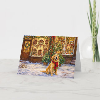 Kerstkaart met Golden Retriever Feestdagen Kaart