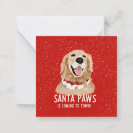 Kerstkaart met Golden Retriever Santa Paws-hond Notitiekaartje