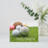 Kerstkaart met golfbal ornament briefkaart (Staand voorkant)