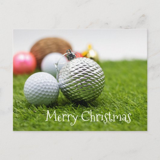 Kerstkaart met golfbal ornament briefkaart (Voorkant)