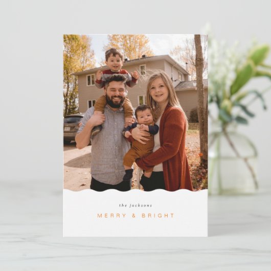 Kerstkaart met golvende rand (Staand voorkant)