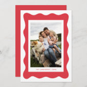 Kerstkaart met golvende rand en casual minimalisti kaart (Voorkant / Achterkant)