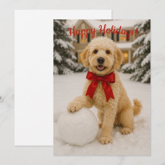 Kerstkaart met Gouden Doodle Kaart (Voorkant / Achterkant)