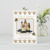 Kerstkaart met gouden engelen en ruimte voor een f (Staand voorkant)