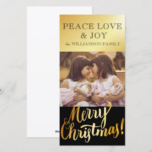 Kerstkaart met gouden familiefoto (Voorkant / Achterkant)