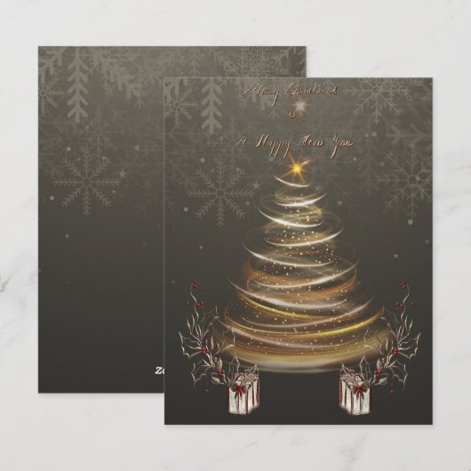 Kerstkaart met Gouden Glans Kerstvakantie (Voorkant / Achterkant)