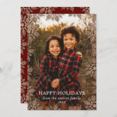 Kerstkaart met Gouden Glitter Sneeuwvlok Rand (Voorkant / Achterkant)