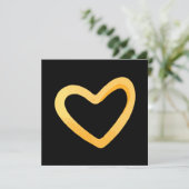 Kerstkaart met gouden hart op een zwarte achtergro (Staand voorkant)